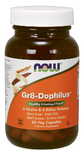 NOWÂ® Gr-8 DophilusÂ delivers its microflora directly to the intestine bypassing the harsh acidic conditions of the stomach..
